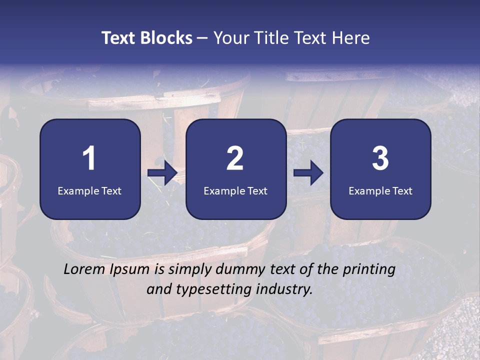 Blue Grapes After The Harvest In Wedge Baskets PowerPoint Template