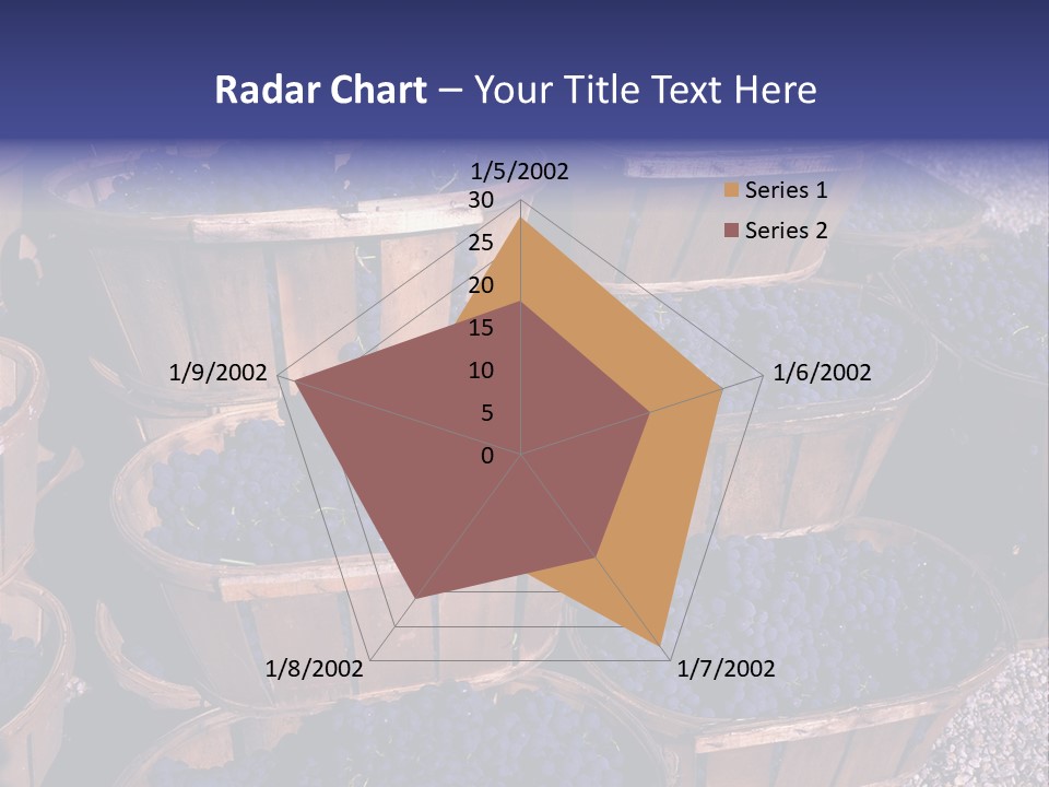 Blue Grapes After The Harvest In Wedge Baskets PowerPoint Template