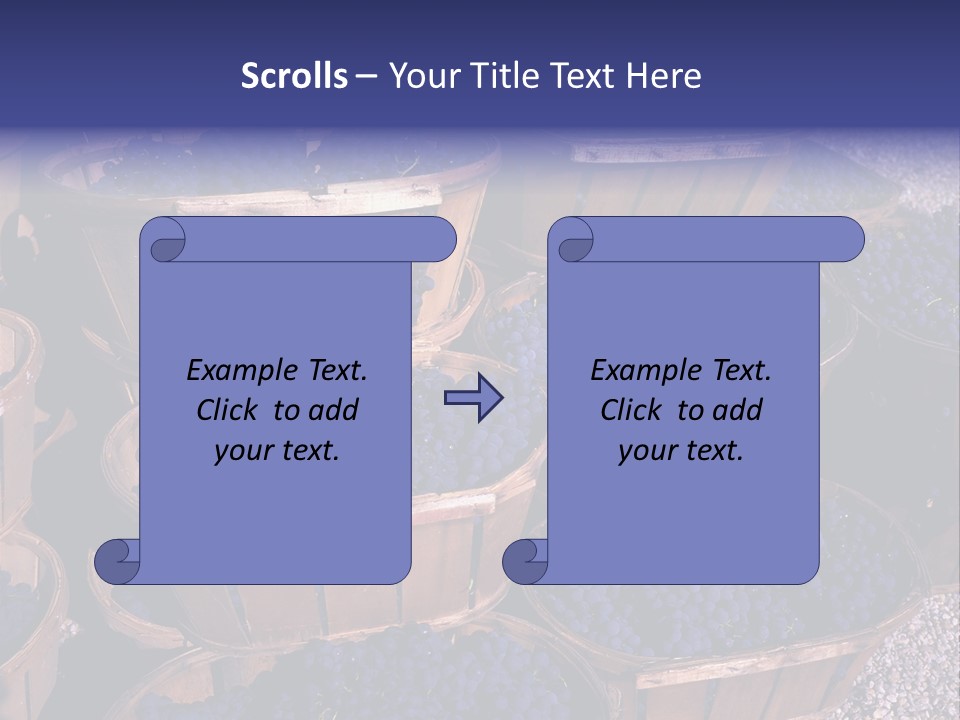 Blue Grapes After The Harvest In Wedge Baskets PowerPoint Template