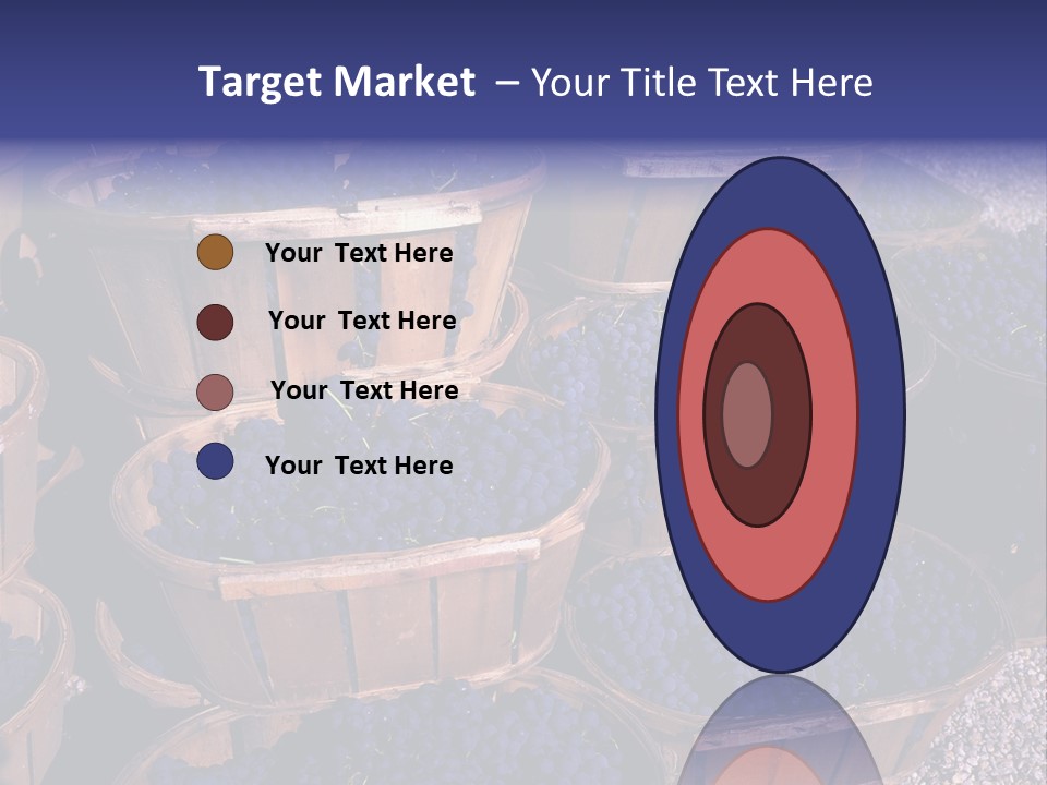 Blue Grapes After The Harvest In Wedge Baskets PowerPoint Template