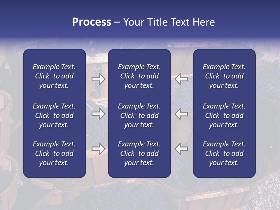 Blue Grapes After The Harvest In Wedge Baskets PowerPoint Template