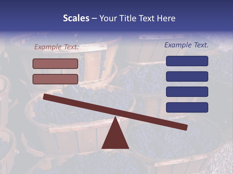 Blue Grapes After The Harvest In Wedge Baskets PowerPoint Template