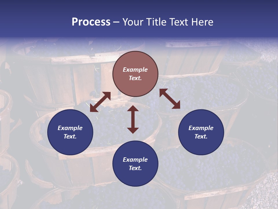 Blue Grapes After The Harvest In Wedge Baskets PowerPoint Template