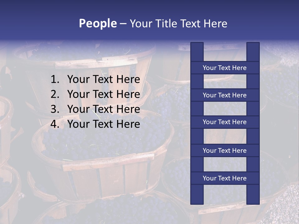 Blue Grapes After The Harvest In Wedge Baskets PowerPoint Template