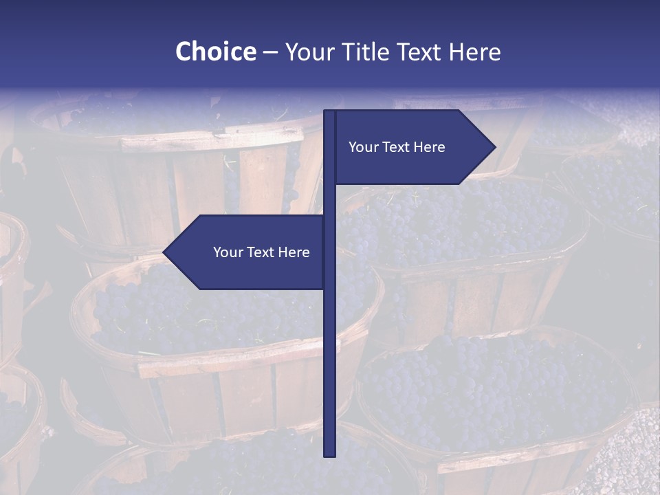 Blue Grapes After The Harvest In Wedge Baskets PowerPoint Template