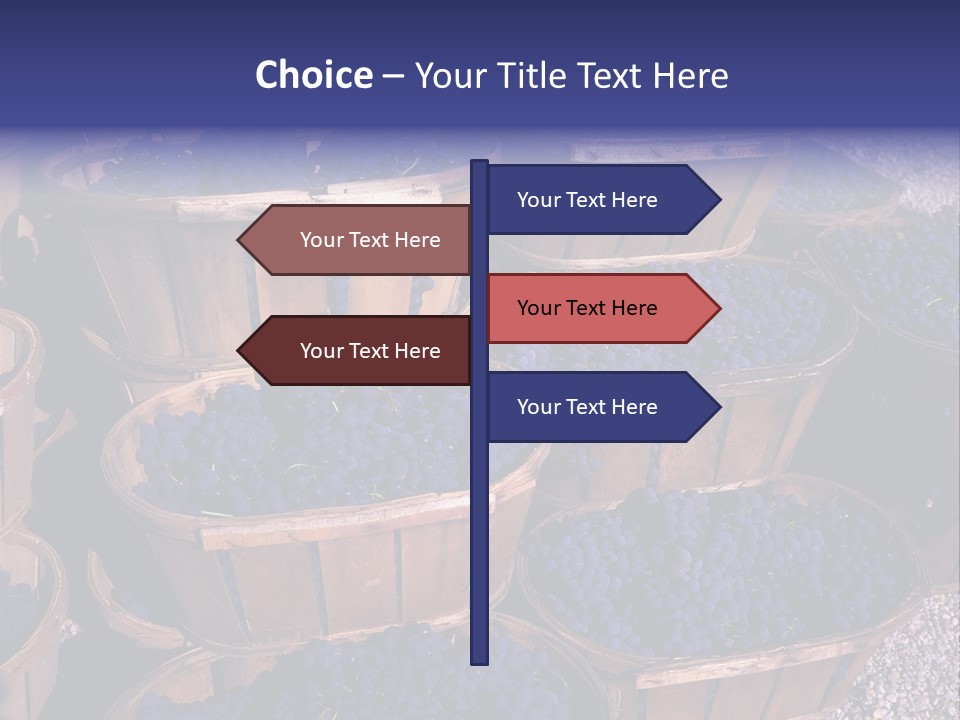 Blue Grapes After The Harvest In Wedge Baskets PowerPoint Template