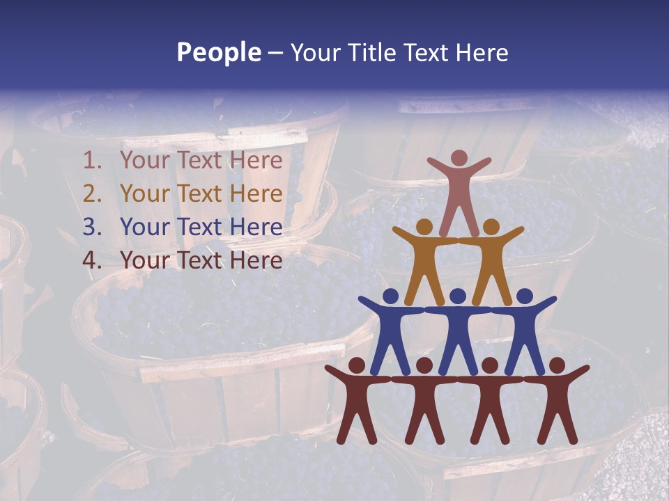 Blue Grapes After The Harvest In Wedge Baskets PowerPoint Template