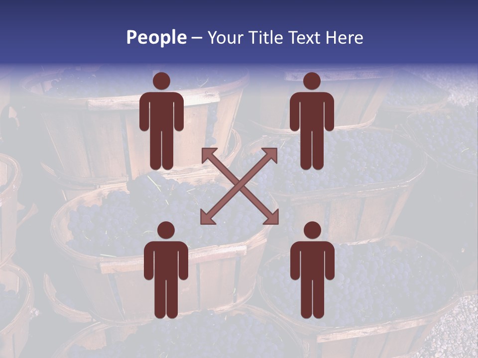 Blue Grapes After The Harvest In Wedge Baskets PowerPoint Template