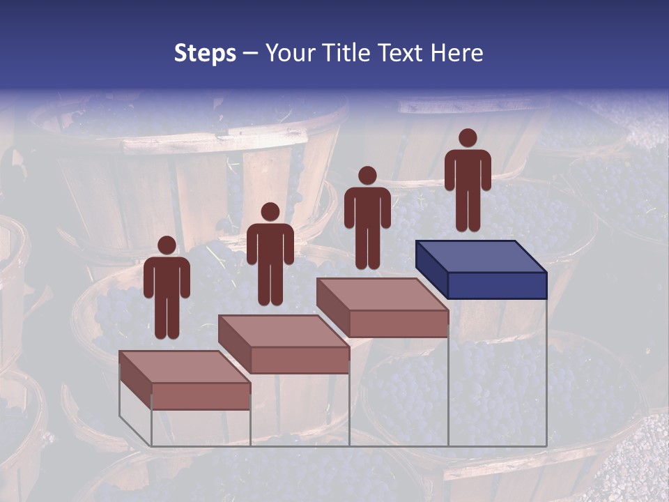 Blue Grapes After The Harvest In Wedge Baskets PowerPoint Template