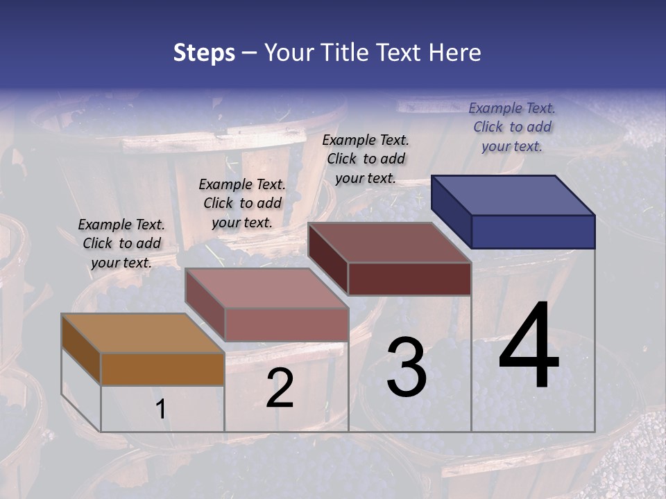 Blue Grapes After The Harvest In Wedge Baskets PowerPoint Template