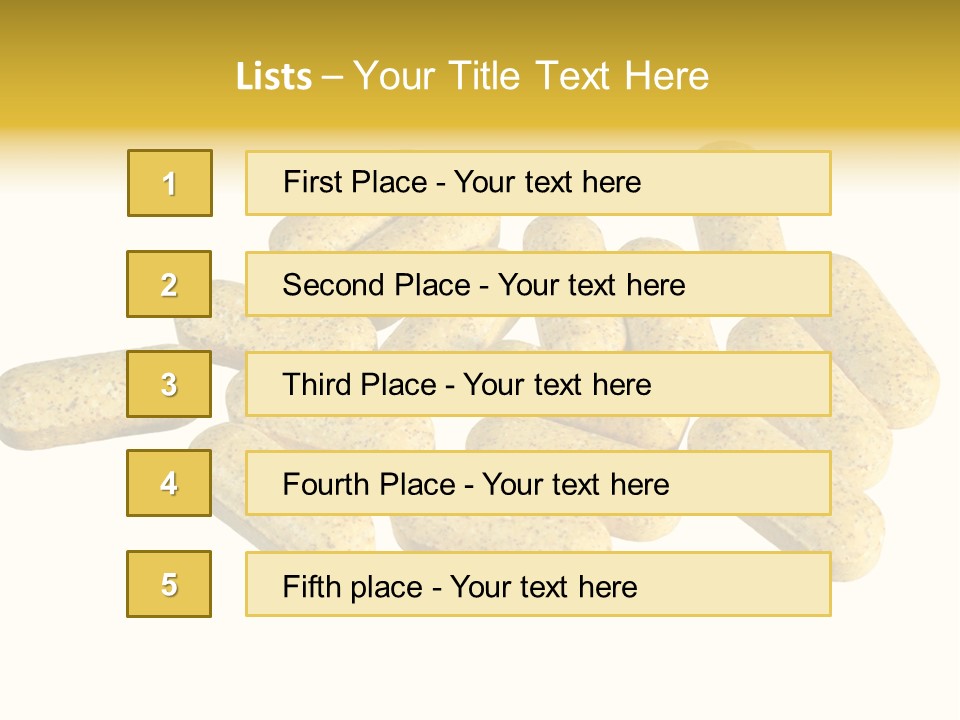 A Number Of Vitamin Supplement Pills Isolated On White PowerPoint Template