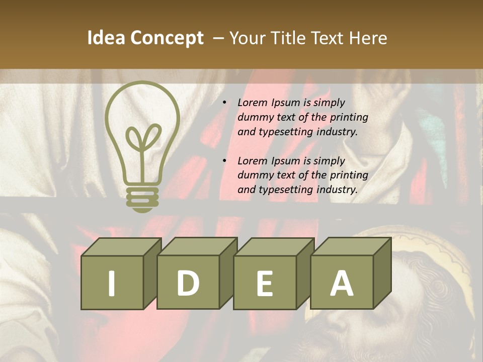 Stained Glass In Catholic Church In Showing Christ Healing A Sick Man PowerPoint Template