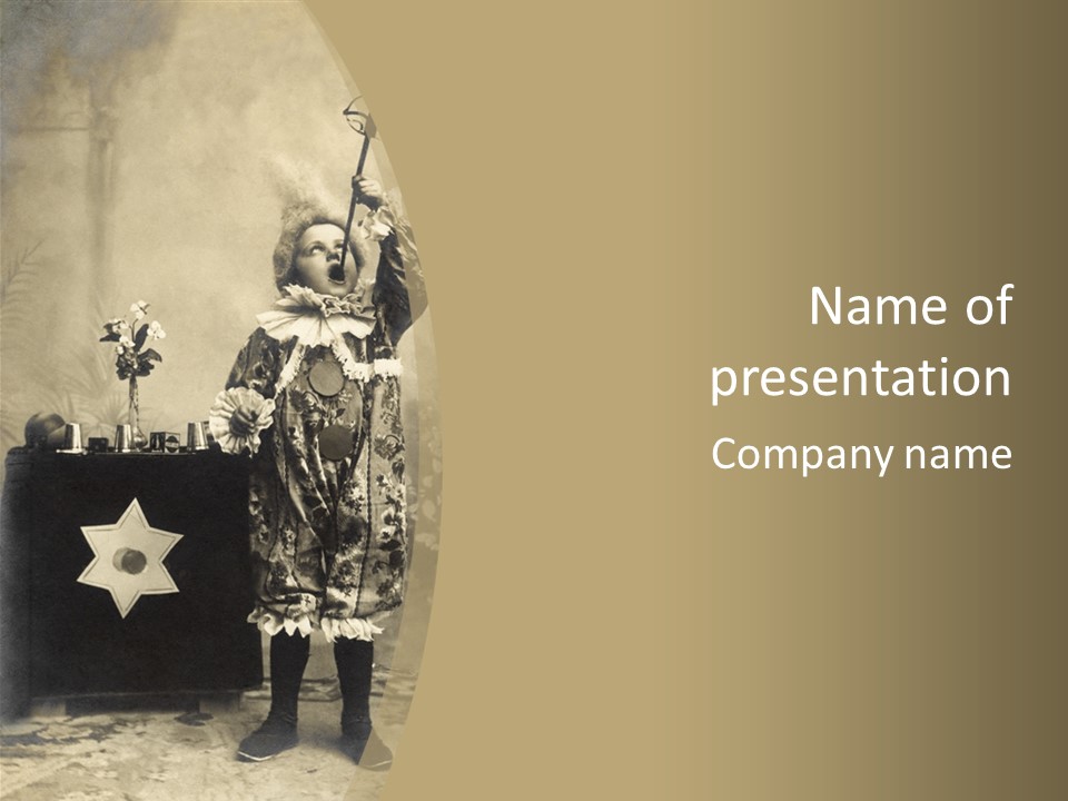 Vintage Photo Of Child Sword Swallower PowerPoint Template