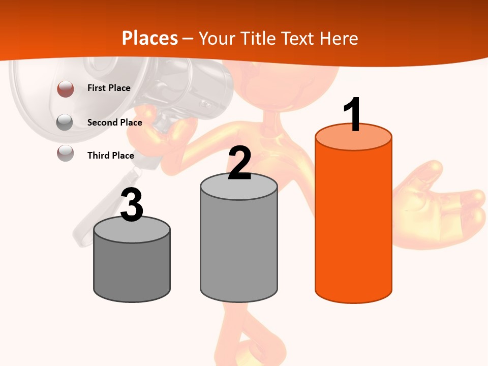 An Orange Man With A Megaphone On A White Background PowerPoint Template