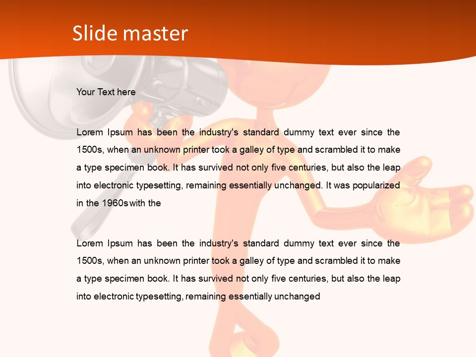 An Orange Man With A Megaphone On A White Background PowerPoint Template