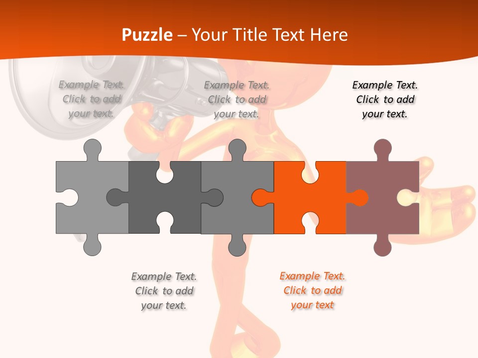 An Orange Man With A Megaphone On A White Background PowerPoint Template