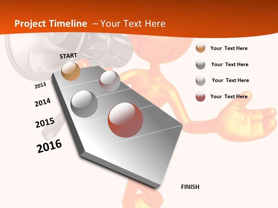 An Orange Man With A Megaphone On A White Background PowerPoint Template