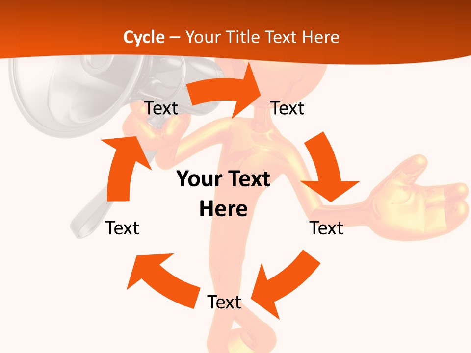 An Orange Man With A Megaphone On A White Background PowerPoint Template