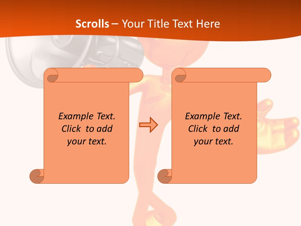 An Orange Man With A Megaphone On A White Background PowerPoint Template