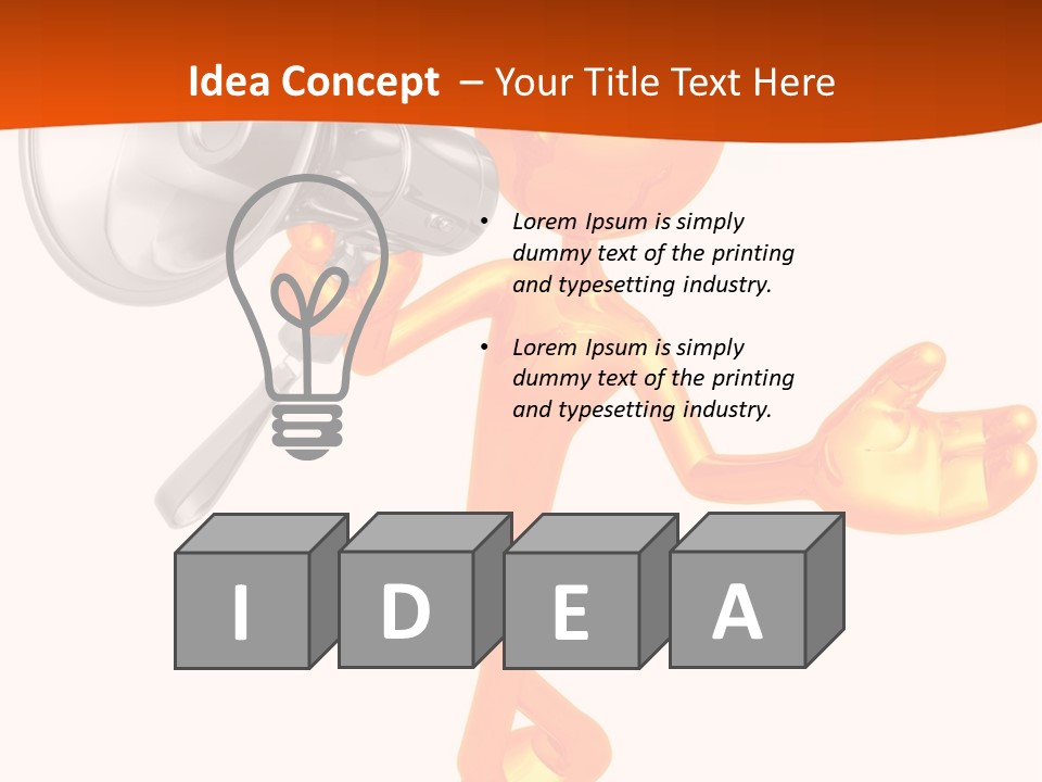 An Orange Man With A Megaphone On A White Background PowerPoint Template