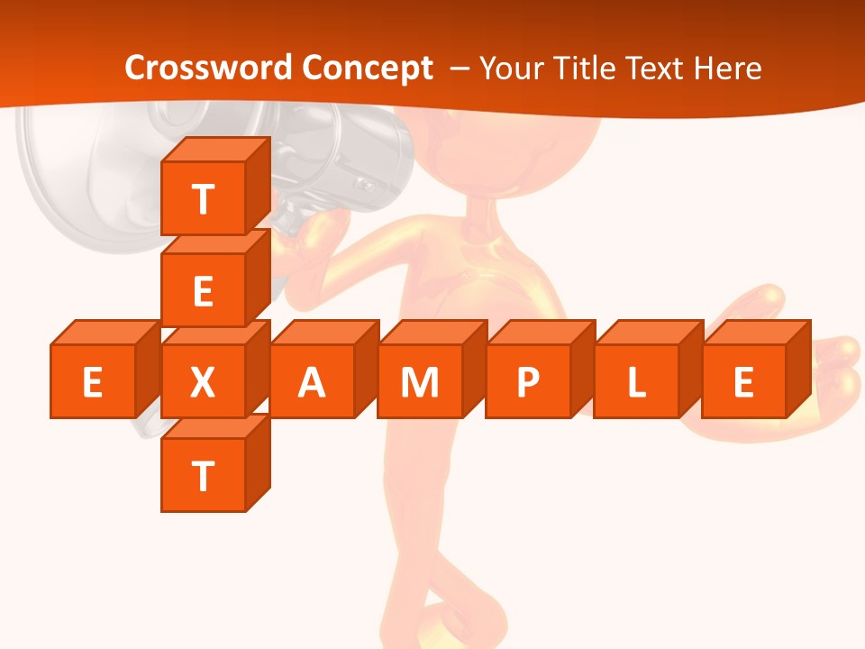 An Orange Man With A Megaphone On A White Background PowerPoint Template