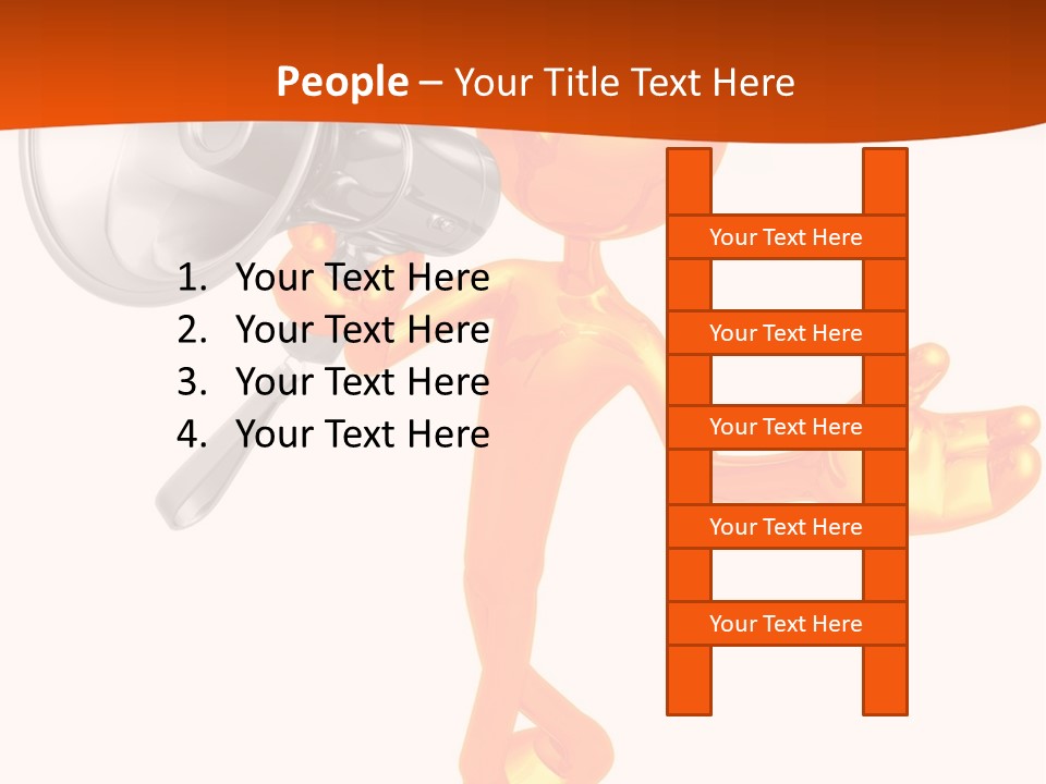 An Orange Man With A Megaphone On A White Background PowerPoint Template