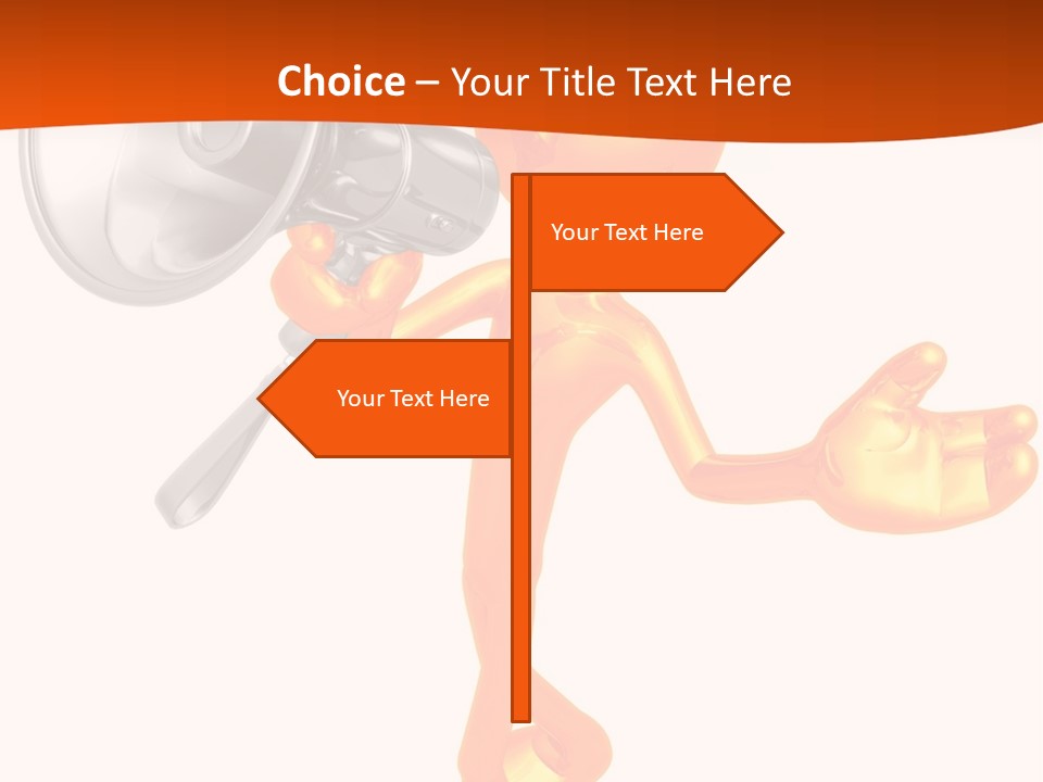 An Orange Man With A Megaphone On A White Background PowerPoint Template