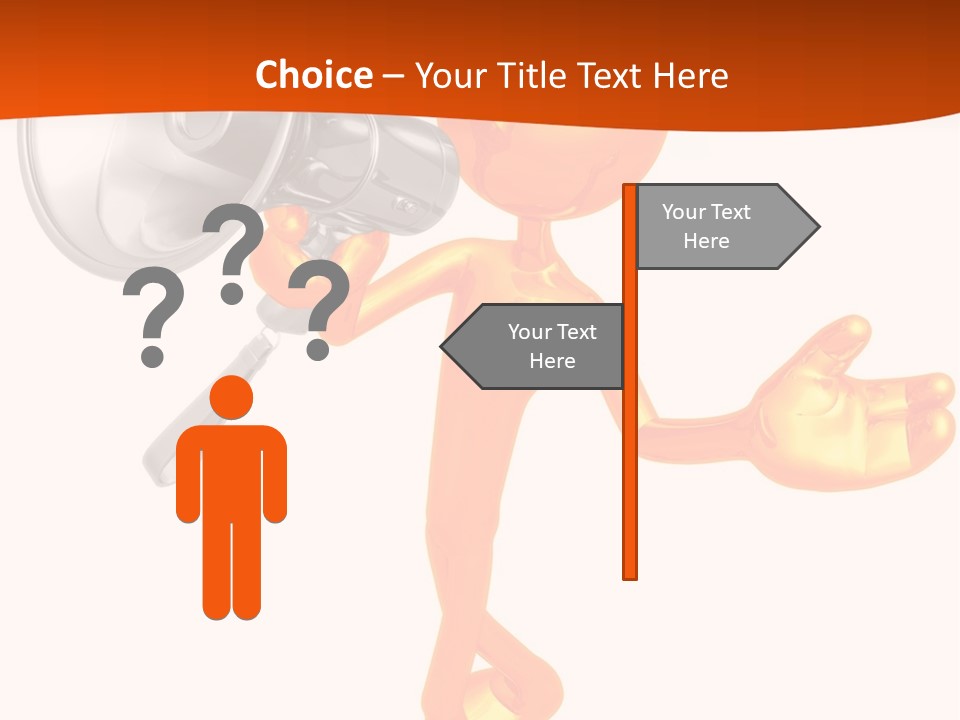 An Orange Man With A Megaphone On A White Background PowerPoint Template