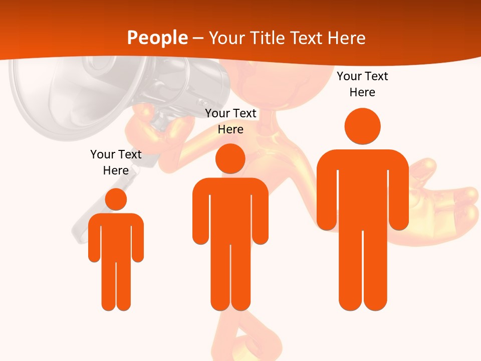 An Orange Man With A Megaphone On A White Background PowerPoint Template