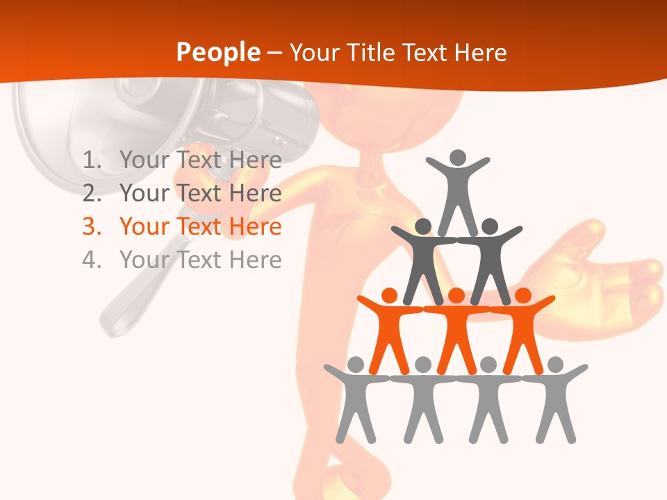 An Orange Man With A Megaphone On A White Background PowerPoint Template