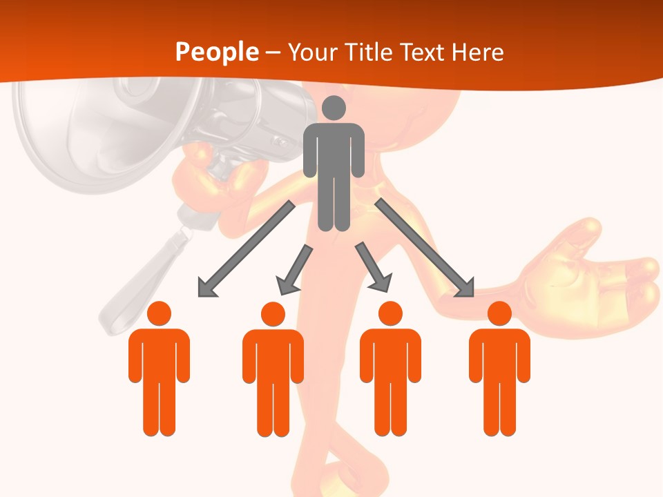 An Orange Man With A Megaphone On A White Background PowerPoint Template