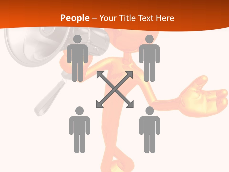 An Orange Man With A Megaphone On A White Background PowerPoint Template