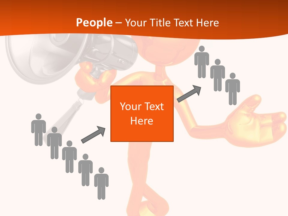 An Orange Man With A Megaphone On A White Background PowerPoint Template
