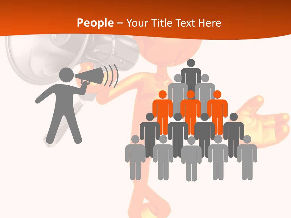 An Orange Man With A Megaphone On A White Background PowerPoint Template