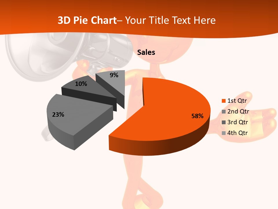 An Orange Man With A Megaphone On A White Background PowerPoint Template