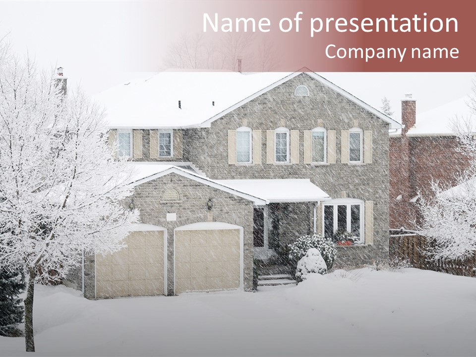 House In A Heavy Snowfall PowerPoint Template