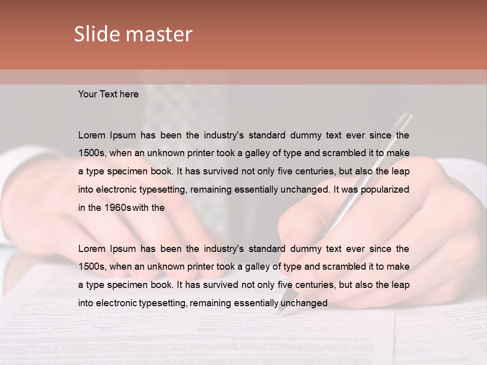 Businessman Writing On A Form PowerPoint Template