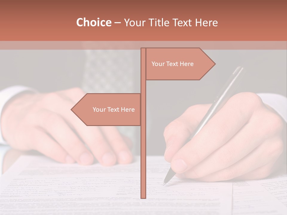 Businessman Writing On A Form PowerPoint Template