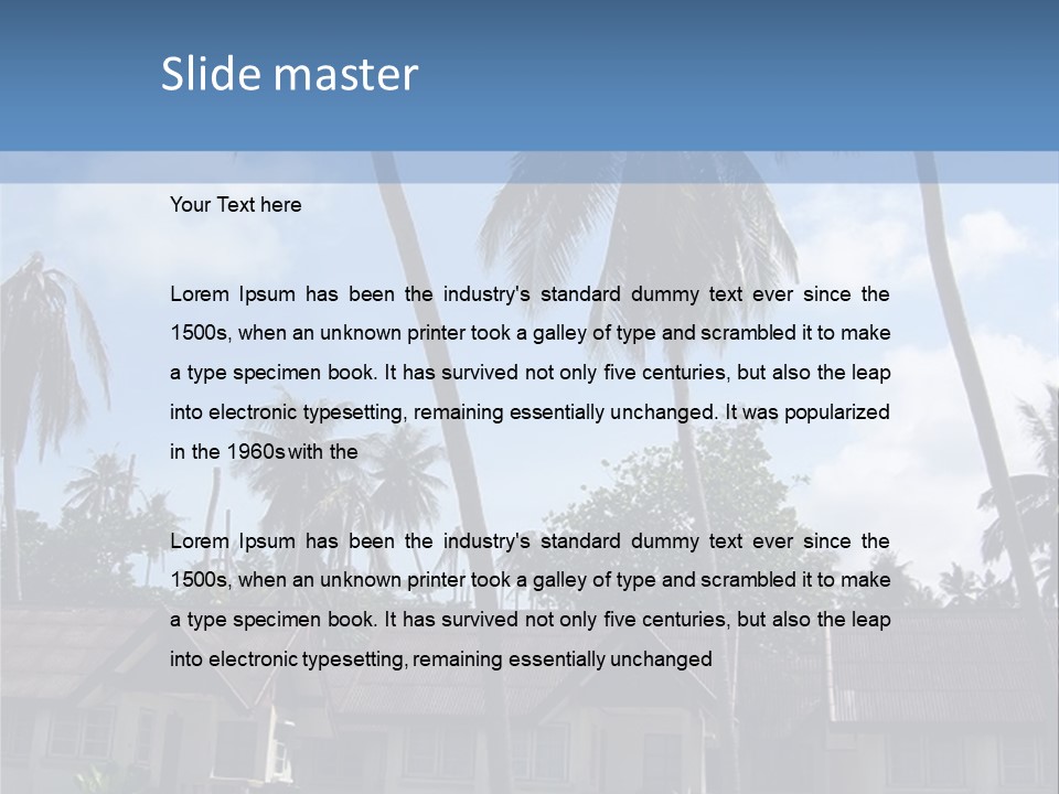 Bungalows At A Tropical Resort PowerPoint Template