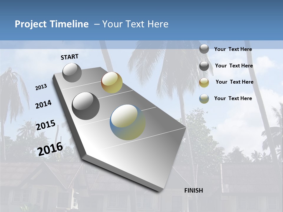 Bungalows At A Tropical Resort PowerPoint Template