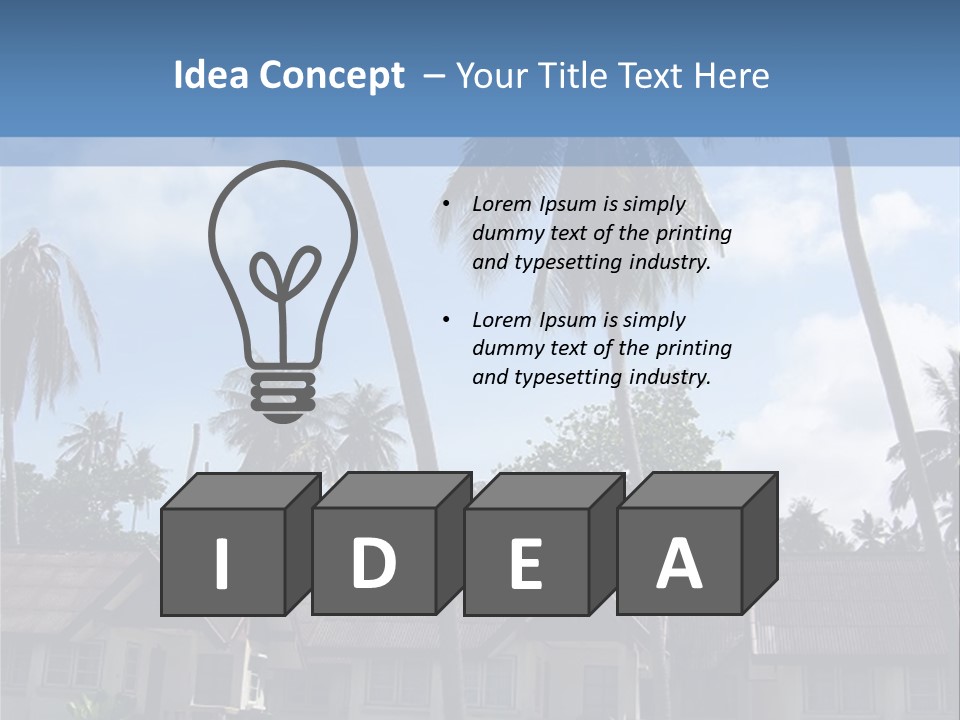 Bungalows At A Tropical Resort PowerPoint Template