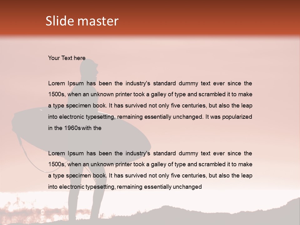 Surfer About To Enter The Surf At Sunset On A Cliff In Santa Cruz, Ca. PowerPoint Template