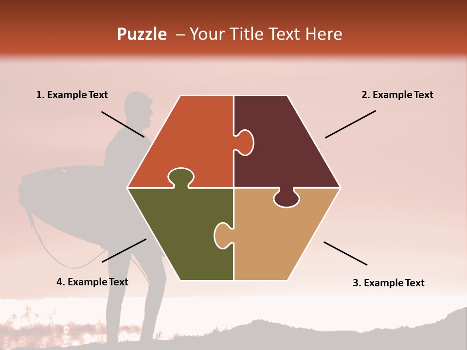 Surfer About To Enter The Surf At Sunset On A Cliff In Santa Cruz, Ca. PowerPoint Template