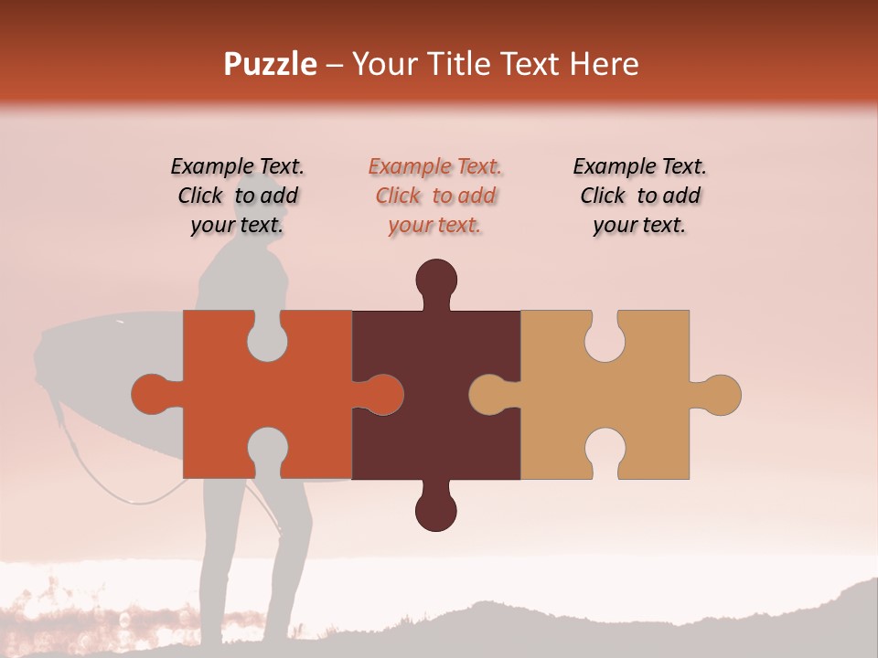 Surfer About To Enter The Surf At Sunset On A Cliff In Santa Cruz, Ca. PowerPoint Template