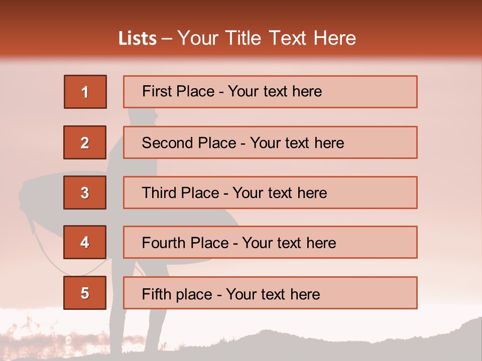 Surfer About To Enter The Surf At Sunset On A Cliff In Santa Cruz, Ca. PowerPoint Template