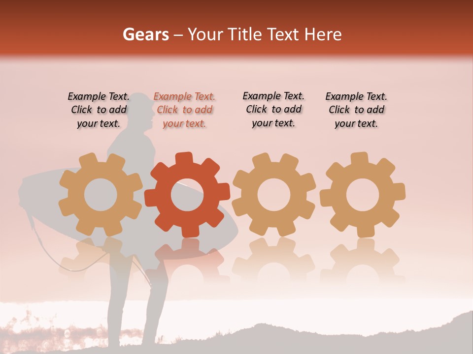 Surfer About To Enter The Surf At Sunset On A Cliff In Santa Cruz, Ca. PowerPoint Template