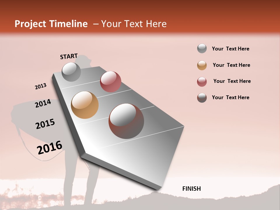 Surfer About To Enter The Surf At Sunset On A Cliff In Santa Cruz, Ca. PowerPoint Template
