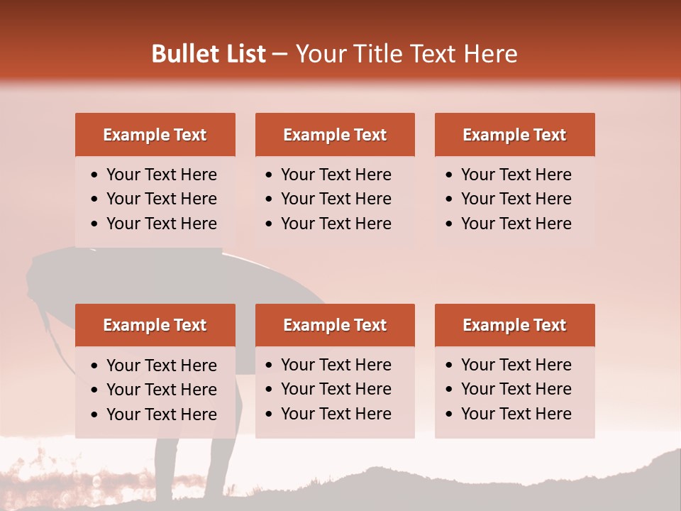 Surfer About To Enter The Surf At Sunset On A Cliff In Santa Cruz, Ca. PowerPoint Template