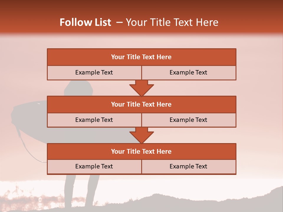 Surfer About To Enter The Surf At Sunset On A Cliff In Santa Cruz, Ca. PowerPoint Template