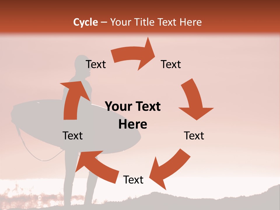 Surfer About To Enter The Surf At Sunset On A Cliff In Santa Cruz, Ca. PowerPoint Template